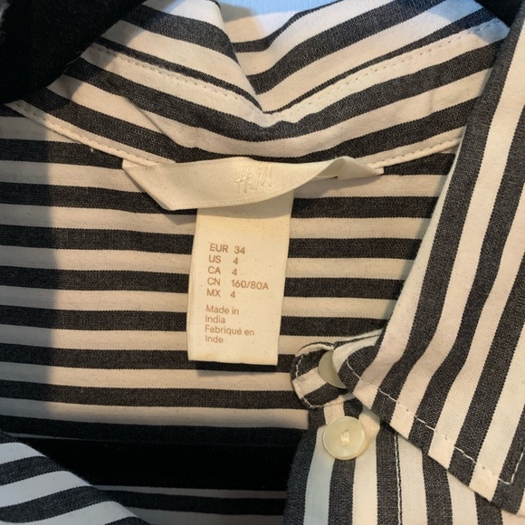 H&M cream/gray striped tunic top. US 4 - Picture 3 of 8
